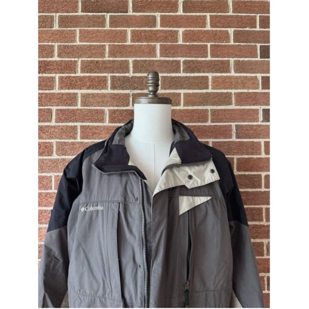 Columbia Sportswear Mens Colorblock Outdoor Jacket Grey Black Cream Large